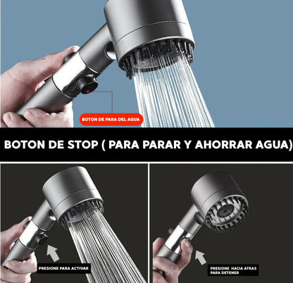 Ducha de Alta Presión con 3 Modos de Rociado y Filtros